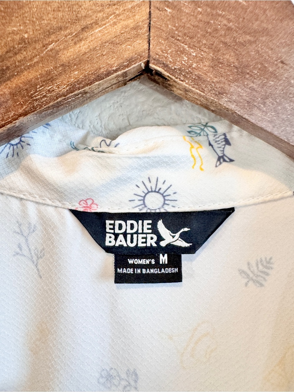 Eddie Bauer Performance Woven Shirt Womens M Coastal Beach Vacation Golf L20 - Picture 3 of 9